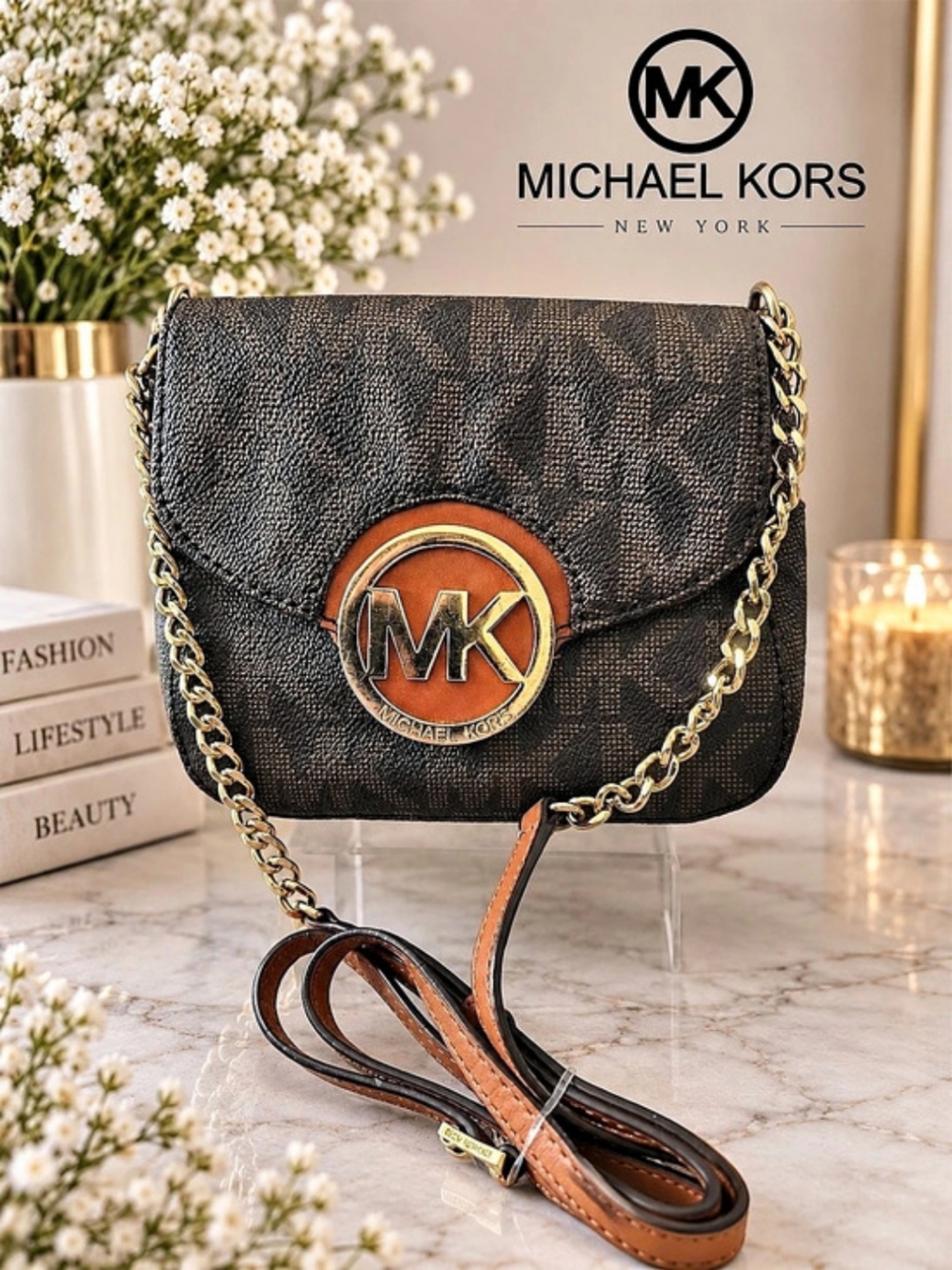 Michael Kors Greenwich Small Color-Block Signature Logo Crossbody Bag
